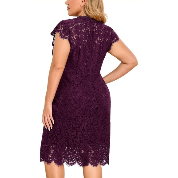 Miusol Magenta Women's Retro Lace Sleeveless Plus Size Xl - Picture 5 of 8